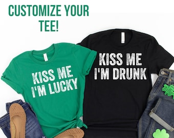 Custom Kiss Me I'm Irish Shirts, Couple Shirts For St. Patrick's Day, His and Her St Patrick's Day Tees, Matching Shirts For Friends