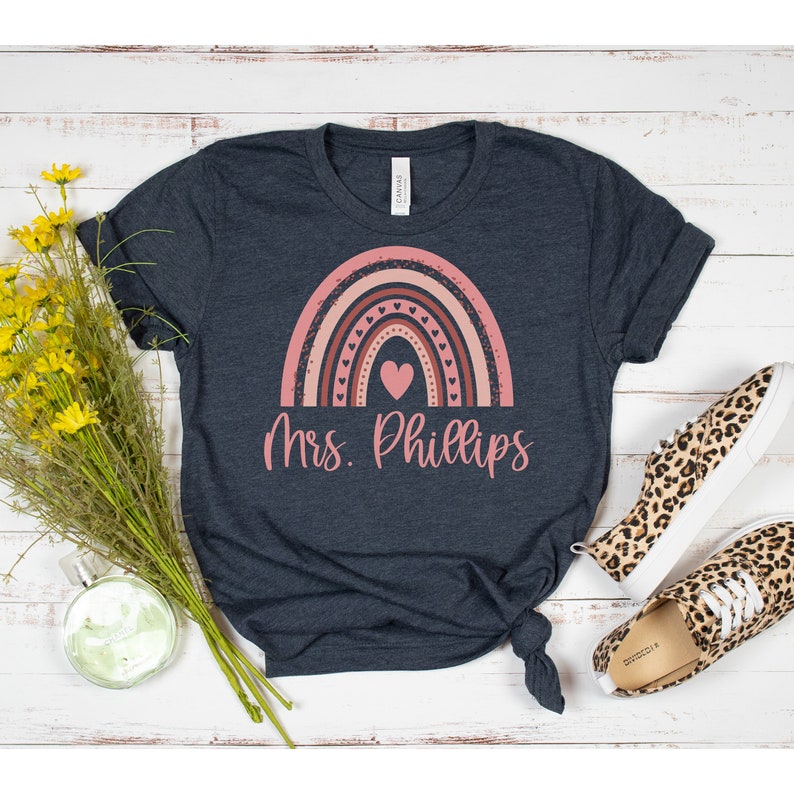 Personalized Teacher Gift Valentine Teacher Shirt Custom Teacher Valentines Day Shirt Personalized Rainbow Teacher Shirt