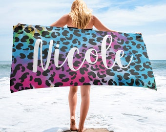 Krawatte Farbstoff benutzerdefinierte Strandtuch, Leopard personalisierte Strand Handtücher, Kinder Strand Handtuch, Strand Bachelorette Party Handtücher