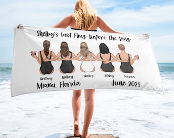 Bachelorette Party Towels, Personalized Beach Towel, Beach Bachelorette Party, Custom Beach Towels, Bride Beach Towel, Bridesmaid Gifts
