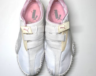White puma velcro shop shoes