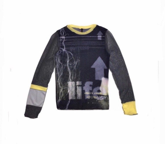 Cop copine sheer mesh top “LIFE” size L