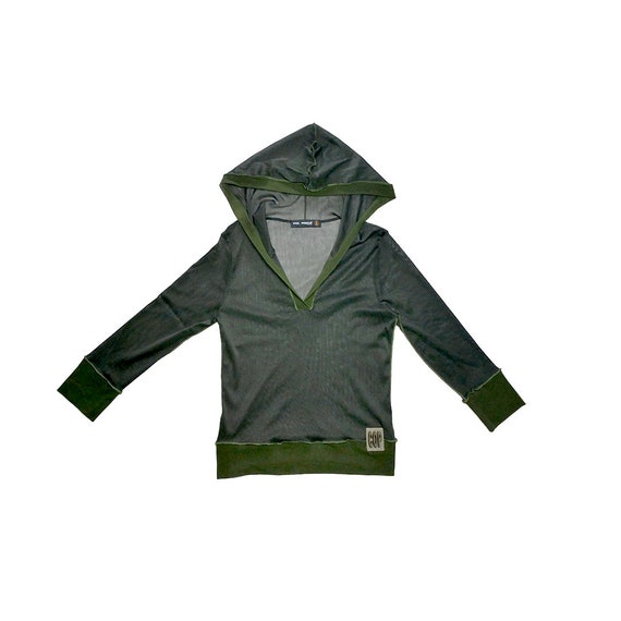 Cop copine crop mesh hoodie top M
