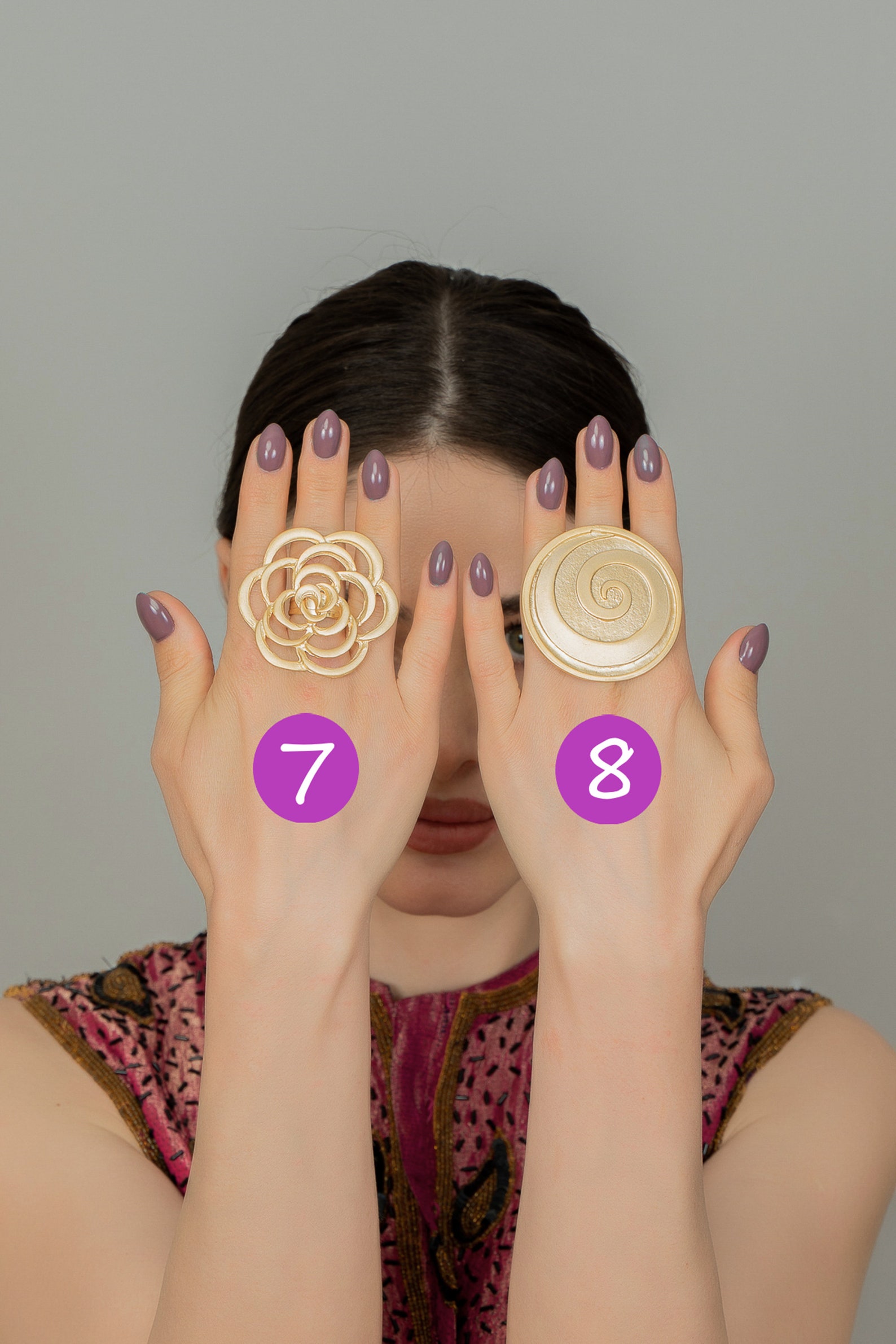 Gold Statement Rings Adjustable Large Rings Boho Style Big Etsy