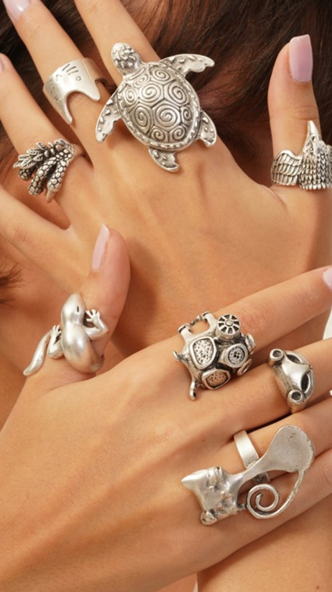 Adjustable Animal Rings, Cute Cat Ring, Large Rings, Turtle Ring ...
