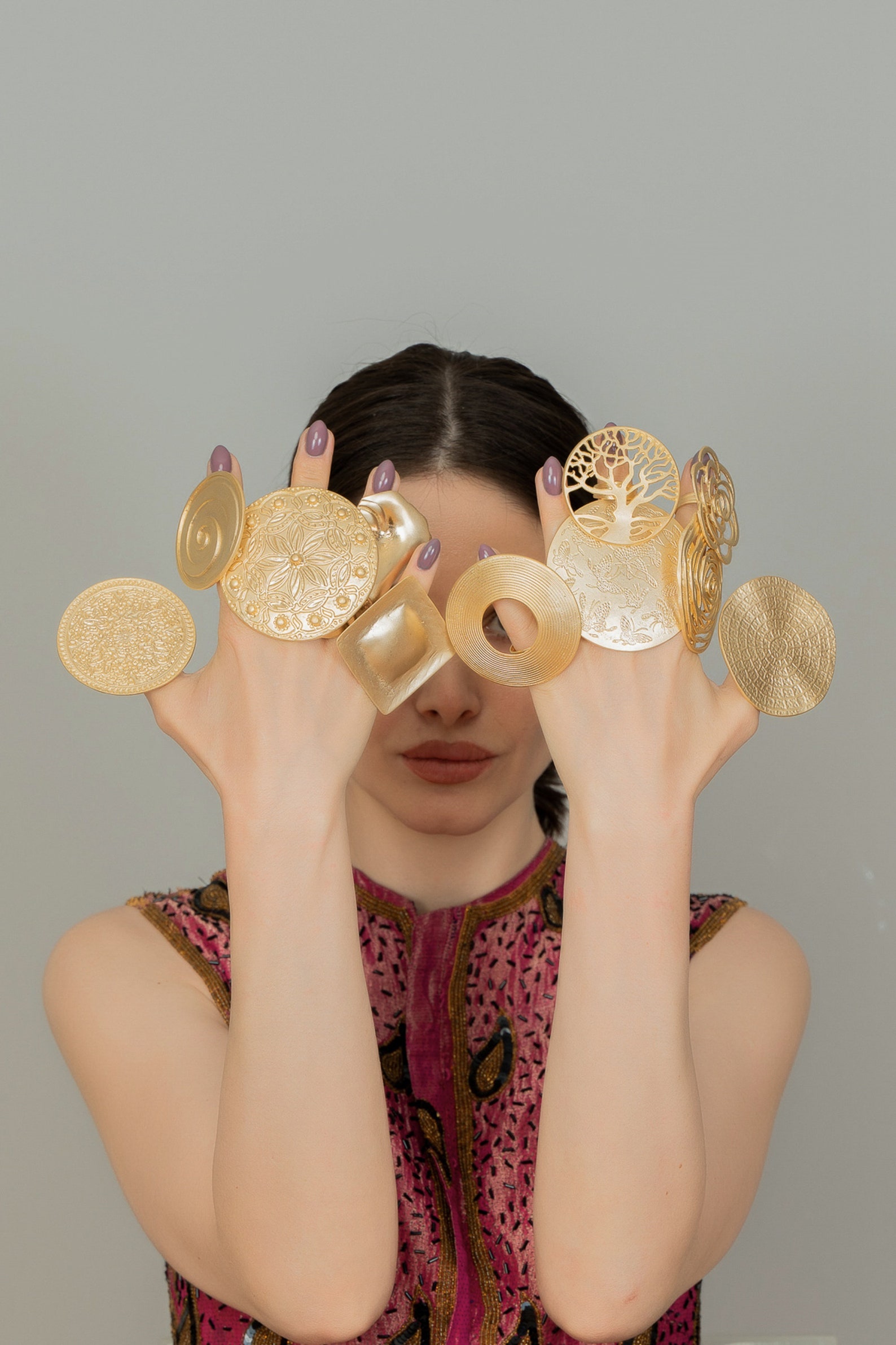 Gold Statement Rings Adjustable Large Rings Boho Style Big Etsy