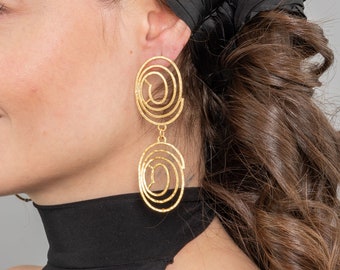 Oblong Hoop Earrings, Statement Stud Earrings, Chunky Earrings, Boho Style Jewelry, Large Earrings, Minimalist Earring, oversize earrings