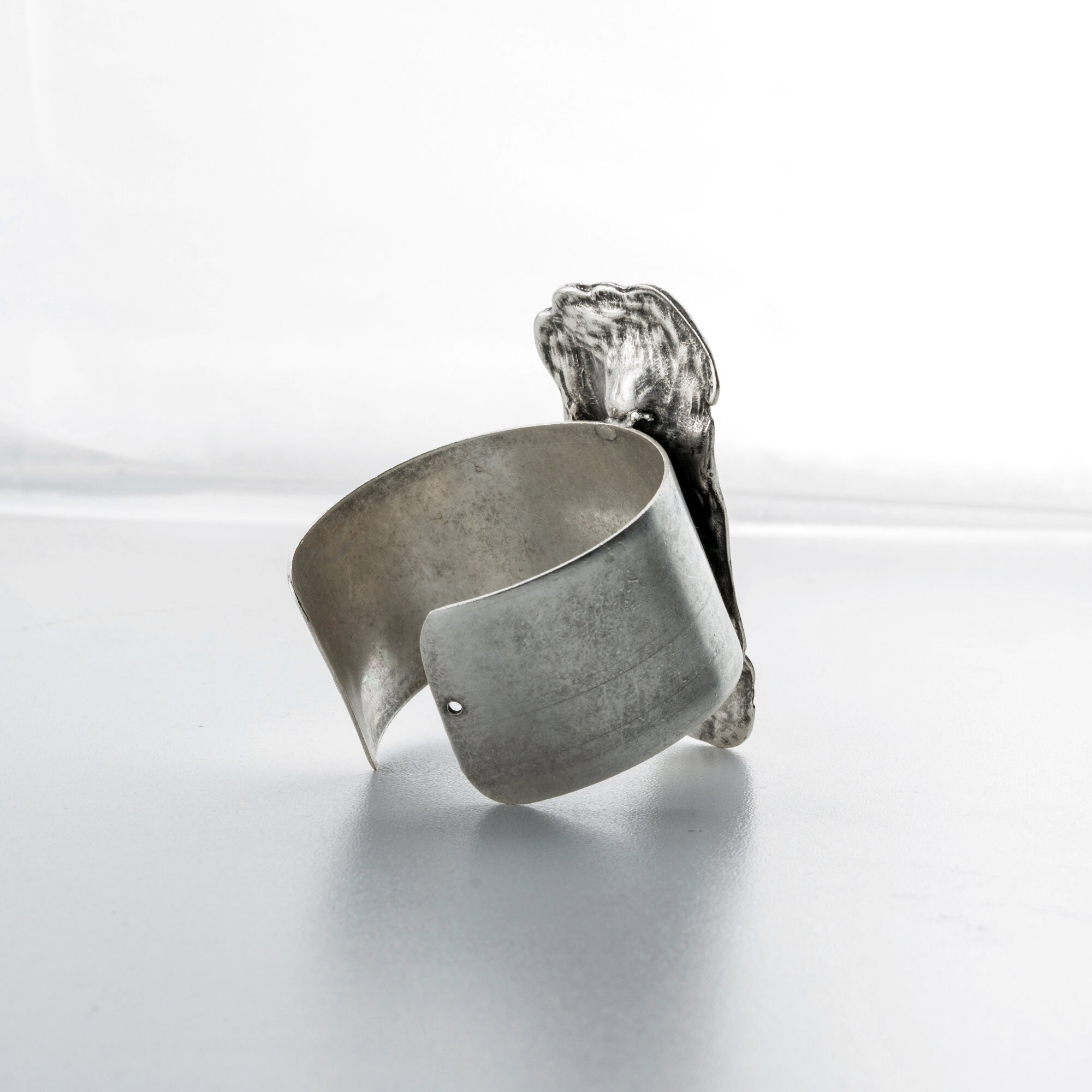 Chunky Statement Rings & Cuff Bracelet Set – Bold Silver