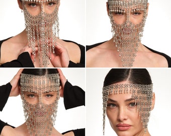 Chainmail Headpiece Collection, Belly Dance Costume & Gatsby Accessory, Afghan Headpiece, 1920s Headpiece, Face Chain, Haarschmuck, ZEYDOR