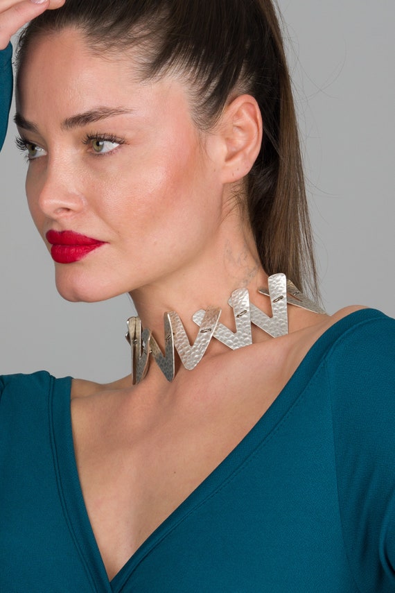 Abstract Bib Necklace, Hippie Statement Necklace, South