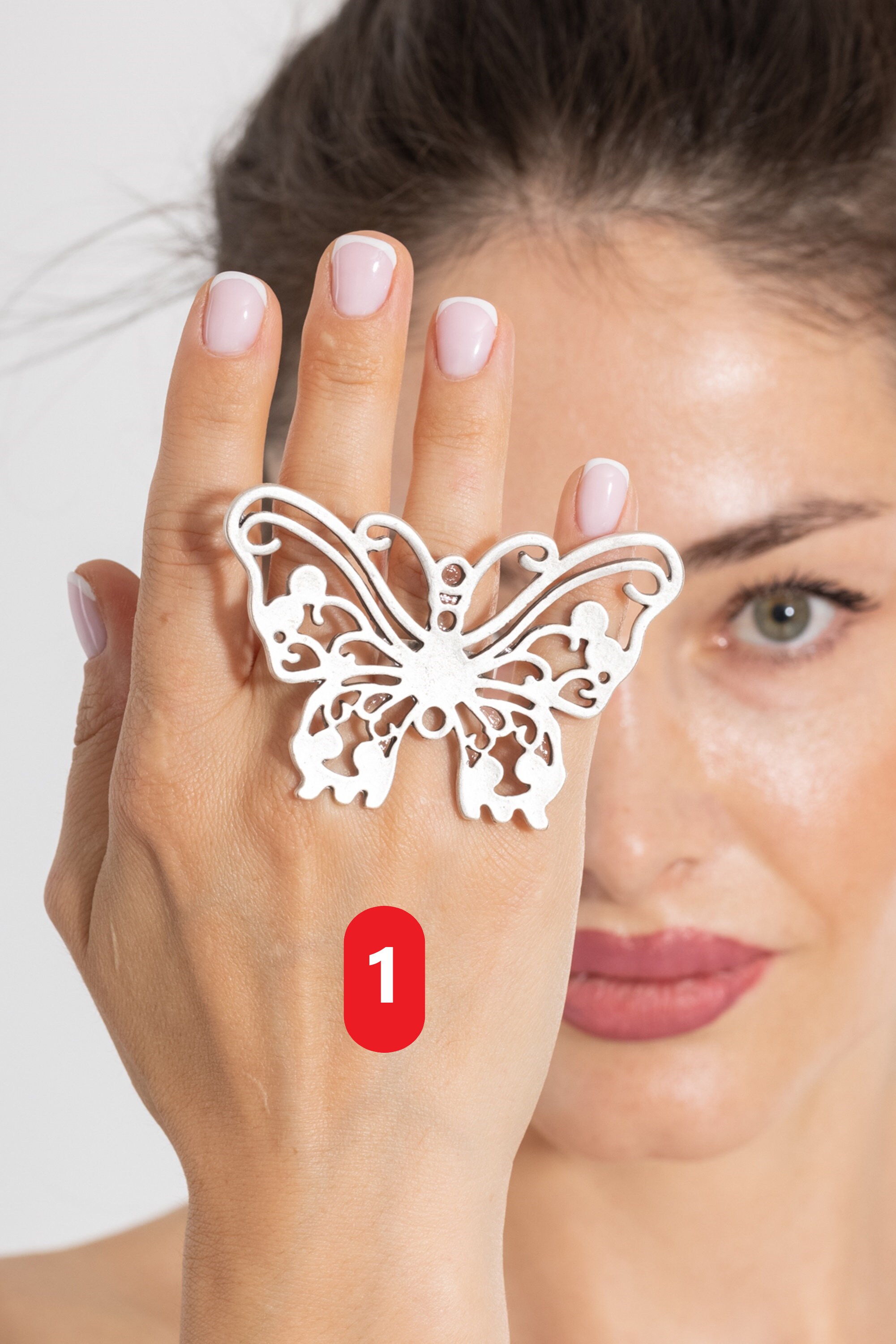 Dnswez Cross Rings For Women - Chunky Silver & Gold Statement Rings Vintage 2 Tone 14K Gold Plated