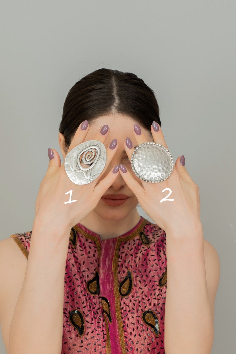 Statement Rings Adjustable Chunky Rings Boho Style Oversize Etsy