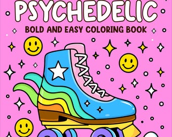 40 Groovy Psychedelic Coloring Pages for Adults, Retro 70s Hippie Art (Digital Download)