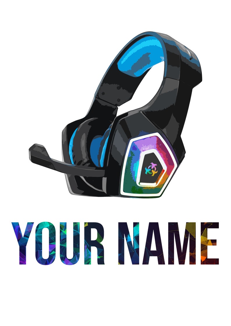 Personalised Gamer Headset Art Print Wall Poster Digital Etsy