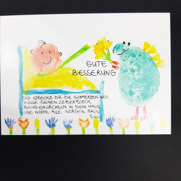 Fröhliche Postkarte "Gute Besserung" für Kinder