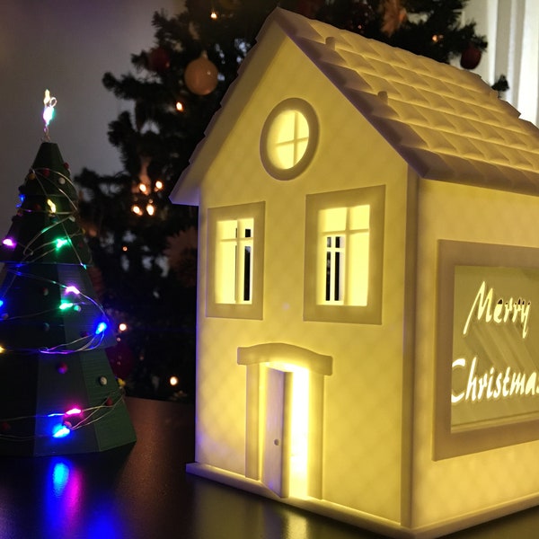 3D House Model STL, 3D Printable Dollhouse, 3D Christmas Tree