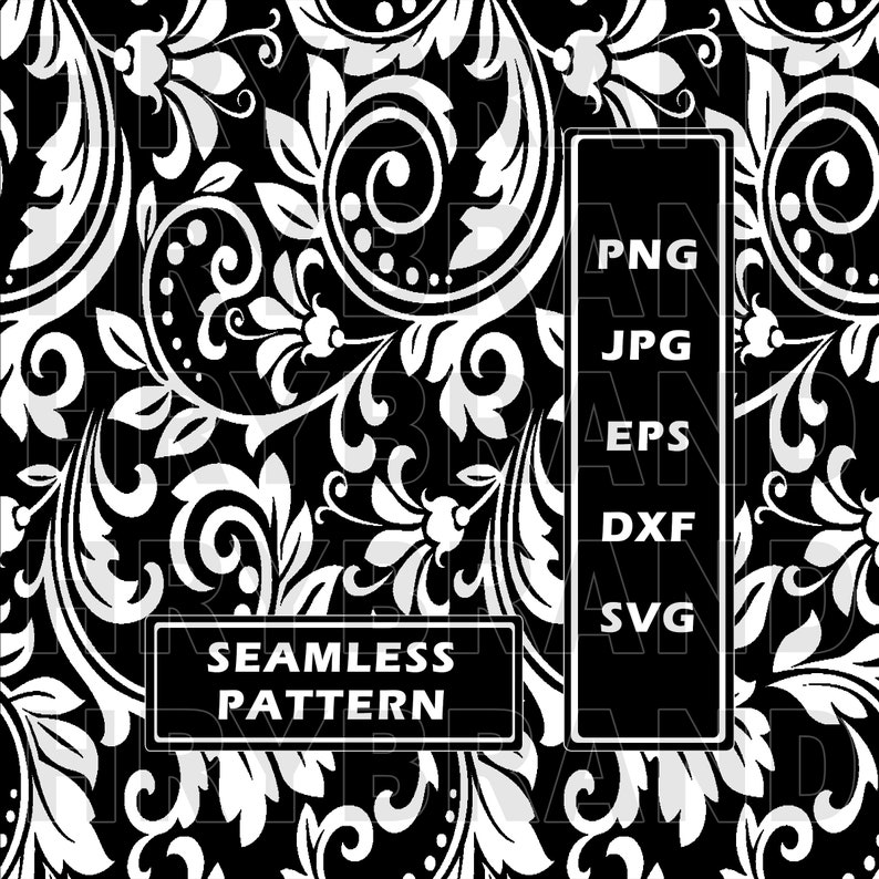 Seamless Damask Pattern SVG DXF PNG Jpeg Eps Floral Etsy