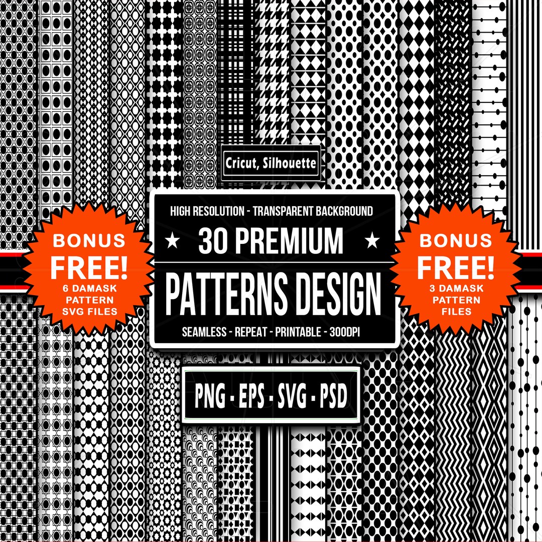 30 SVG Seamless Pattern Design Premium Artwork Bundle Png, Svg, Eps ...