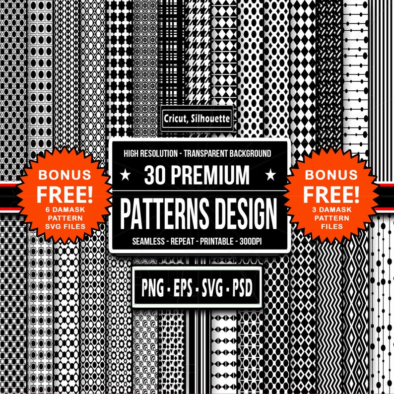 30 SVG Seamless Pattern Design Premium Artwork Bundle Png - Etsy