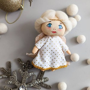 Christmas Angel Textile Toy, Fabric Mini Doll, Stocking Filler Angel 1