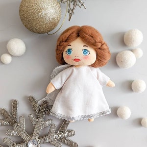 Christmas Angel Textile Toy, Fabric Mini Doll, Stocking Filler Angel 3