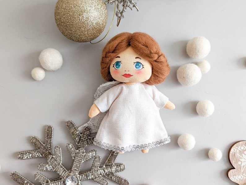 Christmas Angel Textile Toy, Fabric Mini Doll, Stocking Filler Angel 3