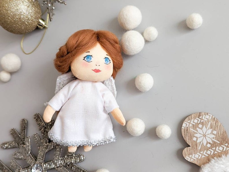 Christmas Angel Textile Toy, Fabric Mini Doll, Stocking Filler Angel 4