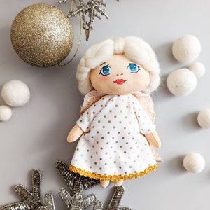 Christmas Angel Textile Toy, Fabric Mini Doll, Stocking Filler Angel 2