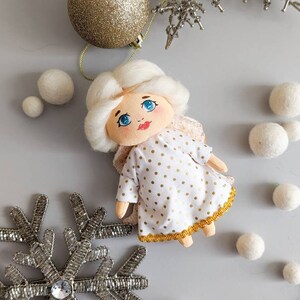 Christmas Angel Textile Toy, Fabric Mini Doll, Stocking Filler Angel 5