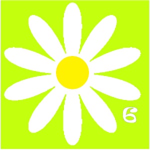 6.  Daisy Daisy. Choose 1st color and 2nd color. One sheet of each color. Crisscross centers for a total of 16 two-colored flowers.