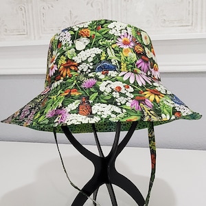 Floral Cotton Bucket Hat: Wide Brim, Reversible Sun Hat