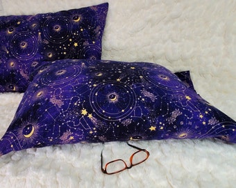 Zodiac Sign Flannel Pillowcase, Standard/Queen, King or Pillow Sham, Dorm Room Decor, Zodiac Bedding, Constellation Boudoir Pillowcase