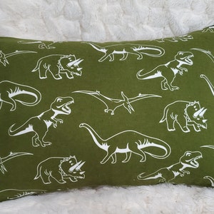 Glow-in-the-Dark Dinosaur Flannel Pillow Cover: Toddler Travel Size