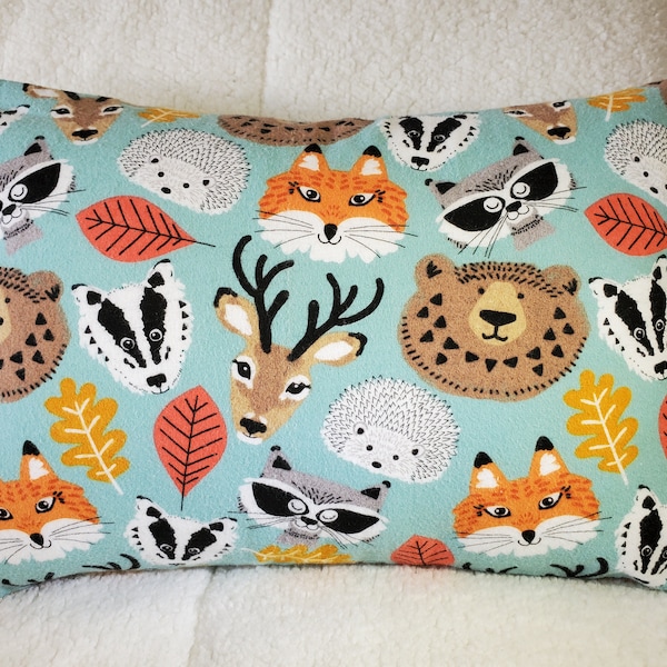 Toddler Flannel Pillowcases, Fits Travel Size Pillow 13 x 18 inches, Flannel Animal Bedding, Envelope Closure Pillow Cover, Home Decor