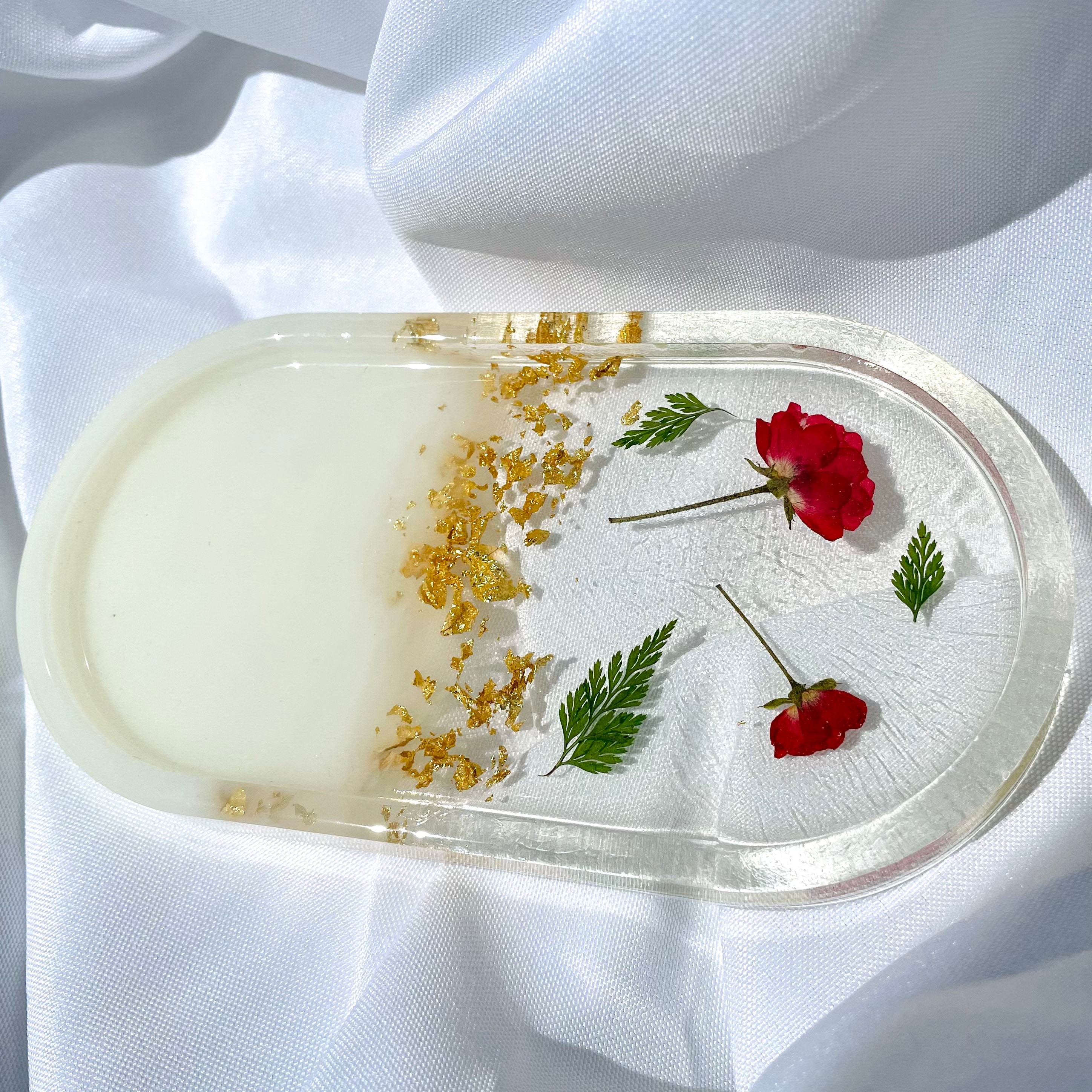 Flower Trinket Tray Resin Jewelry Dish Decorative Tray Etsy