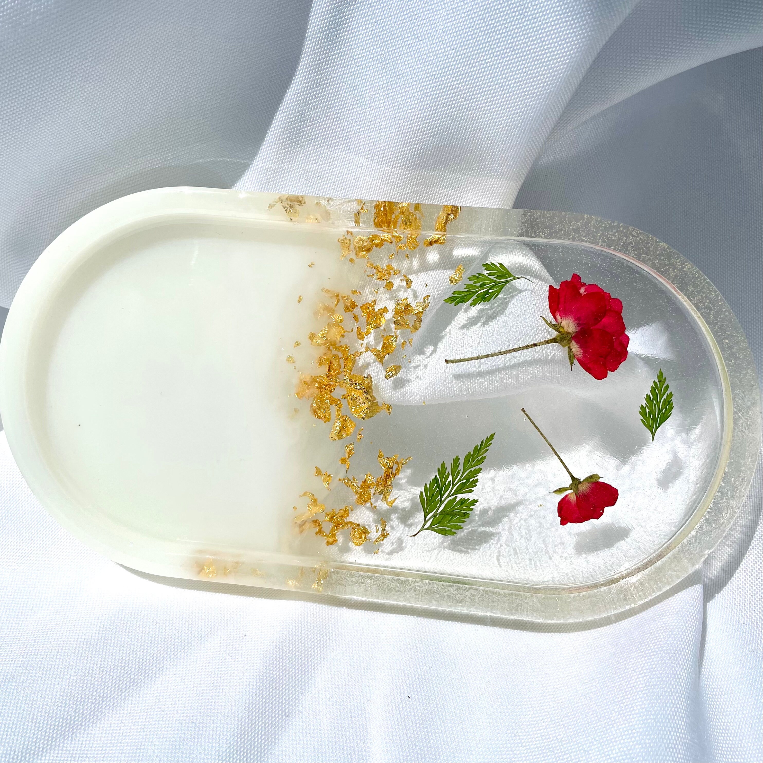 Flower Trinket Tray Resin Jewelry Dish Decorative Tray Etsy