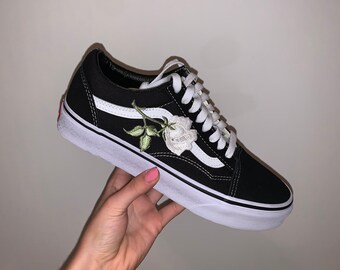 rose embroidered old skool vans uk