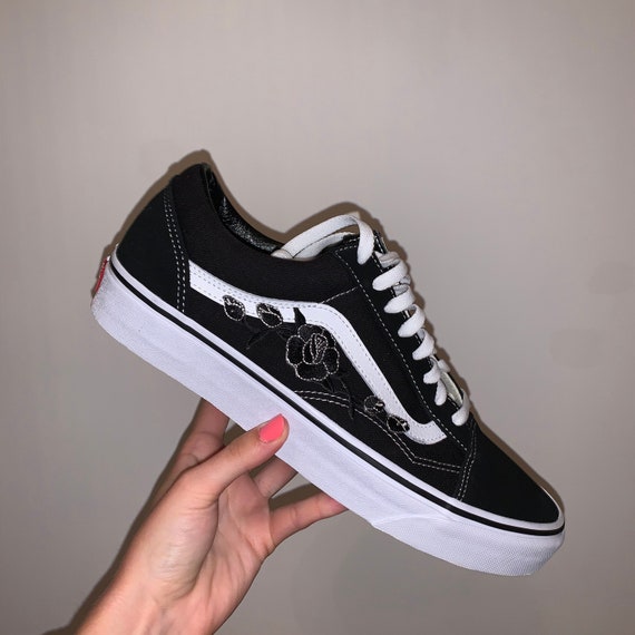 black rose embroidered vans