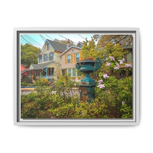 Victorian Elegance by the Shore - White Framed Canvas Print of Historic Homes, Asbury Park NJ - Modern Décor, Urban Wall Art, Jersey Shore
