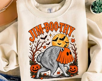 Halloween Raccoon PNG, Jim Boo Thy Sublimation Design, Cute Ghost Raccoon Clipart, Spooky Raccoon Pumpkin Digital Download