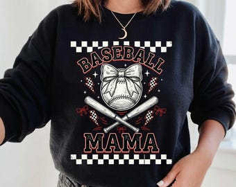 Baseball Mama Shirt, Coquette Bow Baseball Tee, Bow Baseball Graphic Shirt, Checkered Lightning Sports Mom Tee, Cute Softball Mom Shirt Gift