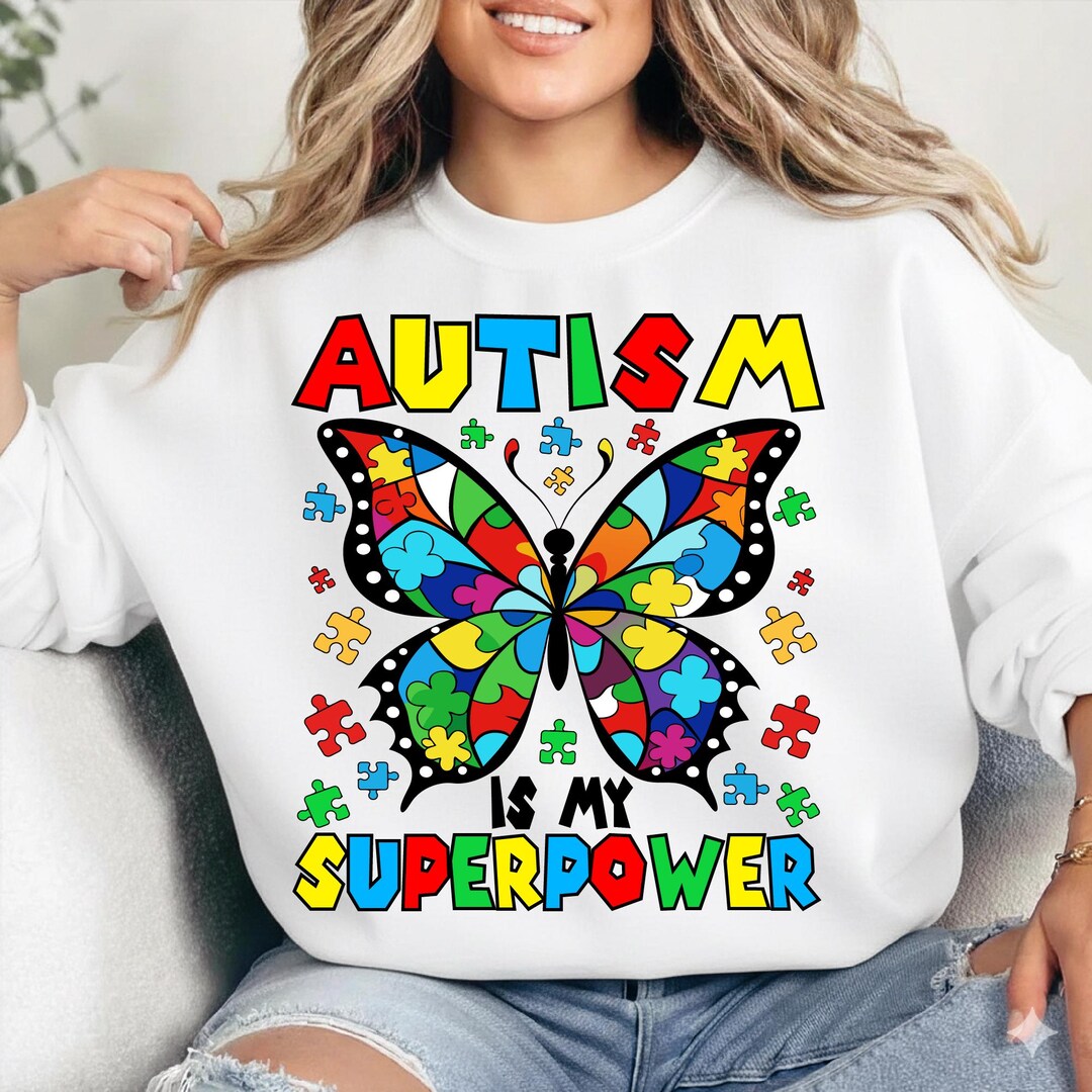 Autism Superpower Butterfly PNG, Puzzle Piece Butterfly Sublimation ...