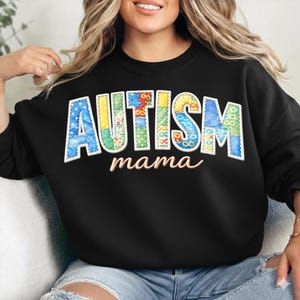 Autism Mama Patchwork Png – Autism Mama Applique – Colorful Puzzle Patch Embroidery – Autism Awareness Shirt Design – Digital Download PNG