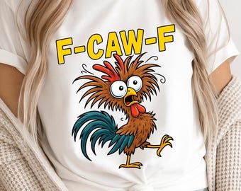 Divertente meme di pollo urlante PNG: F-Meow-F Design alla moda del gallo (download digitale)