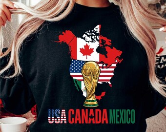 USA Canada Mexico Soccer Shirt, North America World Cup Tee, Football Fan Shirt, USA Canada Mexico Graphic T-Shirt, Gift for Soccer Lovers