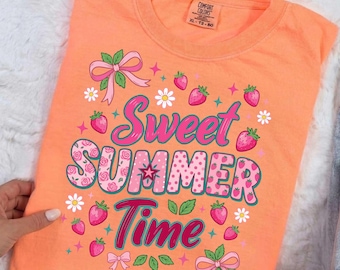 Striped Sweet Summer Time png, Strawberry Coquette PNG Sublimation Design, Floral Strawberry Summer T-shirt Graphic (Digital Download)
