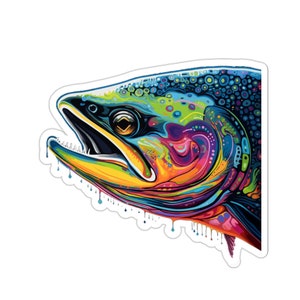 Artistic Salmon Splash: A Catch of Art and Style! Kiss-Cut Stickers FTWQ