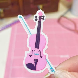 Pink Violin sticker - hand drawn by a violinist, 2 inch violin sticker