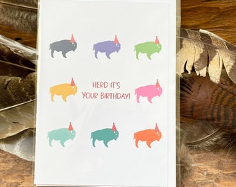 Carte de voeux Troupeau, c'est votre anniversaire, carte de bison/buffle