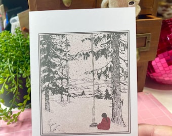 Carte de voeux Fille autochtone dans les bois, papeterie d'art autochtone